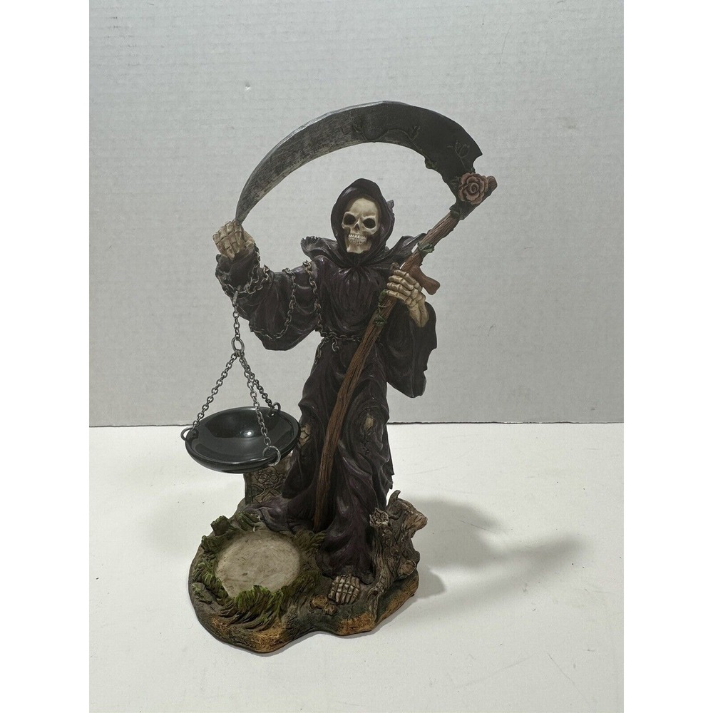 Summit Collection Grim Reaper Statue Scythe Scale Purple Robe Gothic fantasy 9in - Picture 3 of 11
